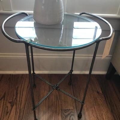 Glass and metal table $75