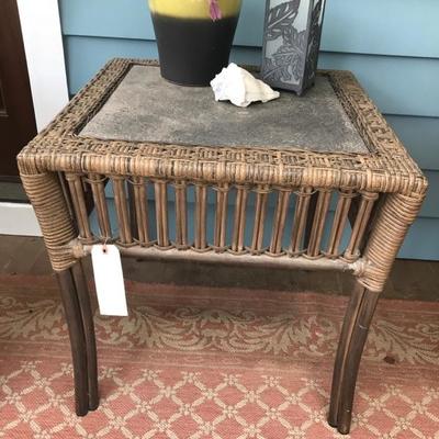 WeatherMaster synthetic Wicker and slate accent table $120
24 x 24 x 24"