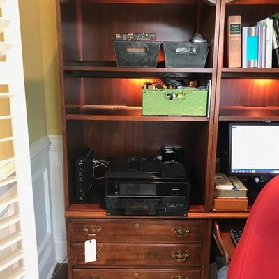 Mahogany bookcase with file cabinet $195
