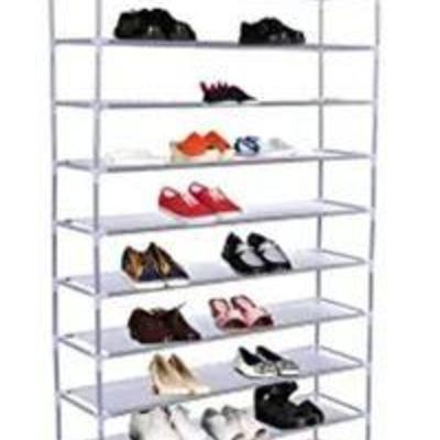 10 Tiers Standing Shoe Tower Rack 50 Pairs Organizer Space Saving Storage Home