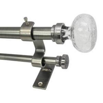 Beme International North Branch 34-Inch Crackle Glass Knob Telescoping Double Drapery Rod Set, 72 to 144-Inch, Pewter