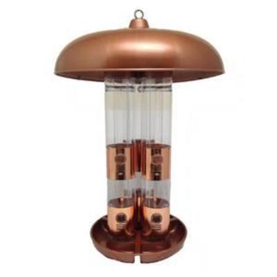 Perky-Pet 10 lb Copper Finish Triple Tube Bird Feeder Has Damage Below Lid