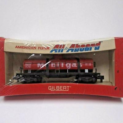 https://www.ebay.com/itm/124234324777	JR3001 VINTAGE 1960s S SCALE AMERICAN FLYER #24316 TOY MOBIL GAS TANK CAR T CA	Auction	Starts...