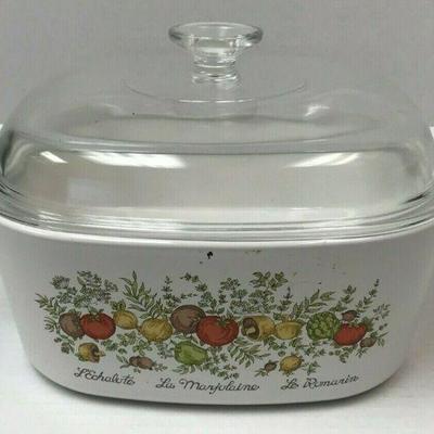 https://www.ebay.com/itm/124239215888	Rm0008: Large Vintage Corning Ware Spice of Life L'Echalote La Marjolaine Dish	 $20.00 
