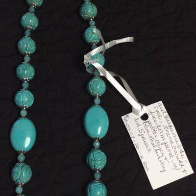 MMC015 Turquoise & Chalcedony Bead Necklace 