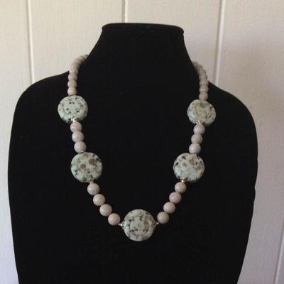 MMC027 Carved Amazonite Beaded Necklace