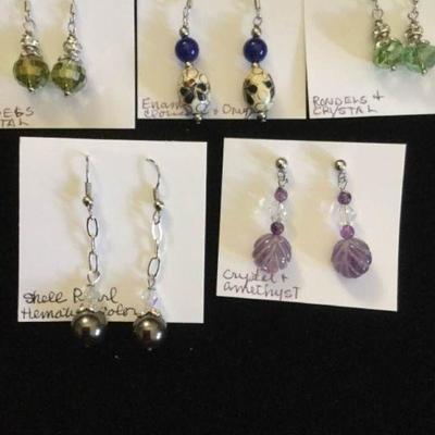 MMC075 Five Pair Round Beaded Earrings