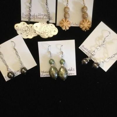 MMC076 Shell, Pearl & Vintage Beads Earrings