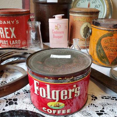 antique tin cans