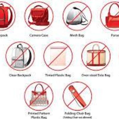 No Bags Allowed. We will have shopping bags for customers.  
