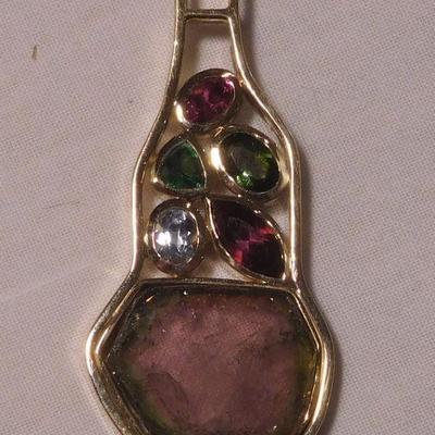 14 k Multi Stone Pendant
