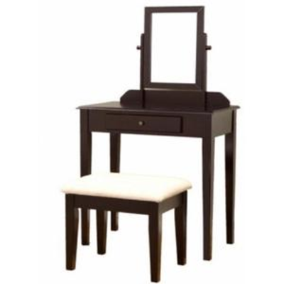 Frenchi Furniture Wood 3 Pc Vanity Set in Espresso Finish