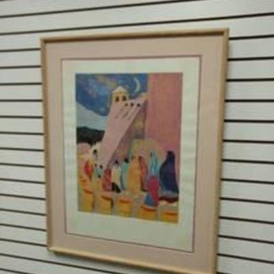 30 in by 36 in framed Indian art signed Boren
