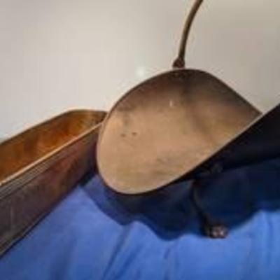 brass flower pot and brass firewood carrier and
