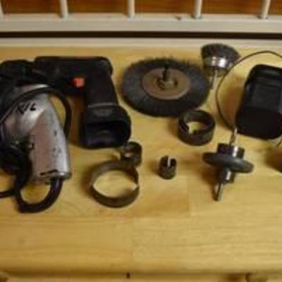 Cordless Screwdriver w. Battery & Charger, Skill Metal Drill, Abrasive Bits, & More
