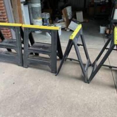 Lot of 4 Fold Up Plastic Sawhorses