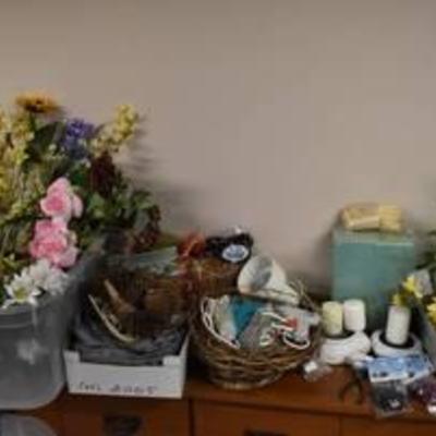 Large Lot of Floral Decor & Craft Items Hot Glue Gun, Etc.