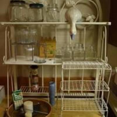 Kitchen Items -Lidded Glass Canisters Wire Organizers Candle Snuffer & More