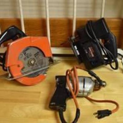 Craftsman Sabre Saw, Black & Decker Radial Skilsaw, Metal Corded Drill