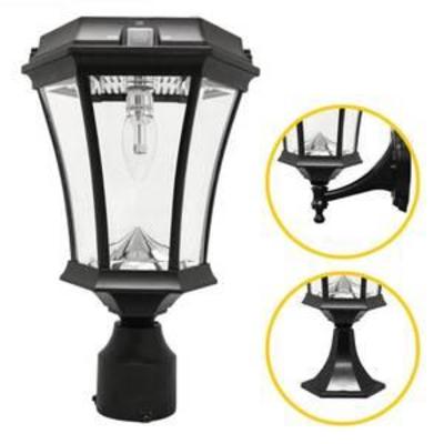 Gama Sonic Victorian Bulb Solar Lamp with GS Solar Light Bulb (3 FitterPierWall Mounts), Black