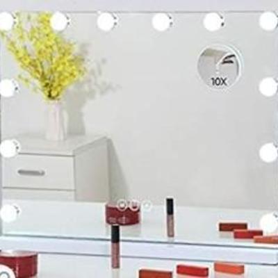 Hansong Large Vanity Makeup Mirror with Lights,Bluetooth Hollywood Lighted Dressing Tabletop Mirror&Wall Mounted Beauty Mirrors with...