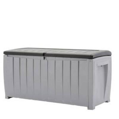 Keter Novel Outdoor Plastic Deck Box, All-Weather Resin Storage, 90 Gal, Black