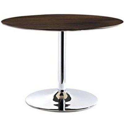 Modway Rostrum Modern 44 Round Top Pedestal Kitchen and Dining Room Table in Walnut