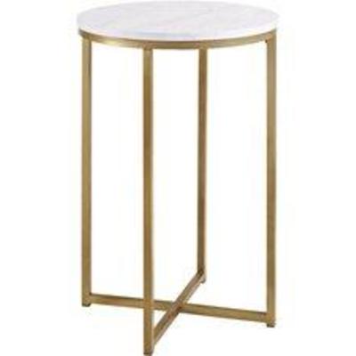 Walker Edison Modern Glam Side Table - Faux White MarbleGold