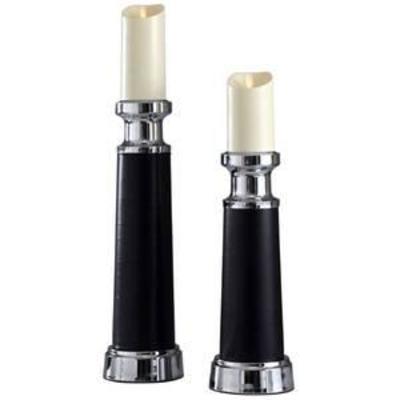 StyleCraft Steel Pillar Decorative Candle Holders - Set of (2)