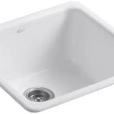 KOHLER IronTones Self-Rimming Undercounter Kitchen Sink, White