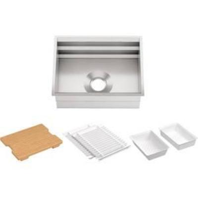 KOHLER Prolific Undermount Stainless Steel 23 in. Single Bowl Kitchen Sink with Bonus Accessories, Silver