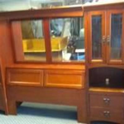 Mirrored Lighted Headboard Cabinet
