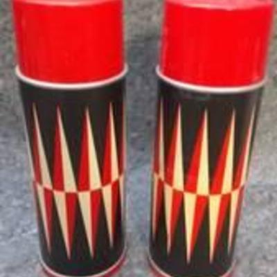 Pair of Vintage Sears Metal Thermoses With Glass Lining
