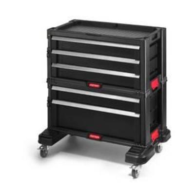 Keter 5 Drawer Modular Tool Storage, Plastic Resin Tool Chest, Black