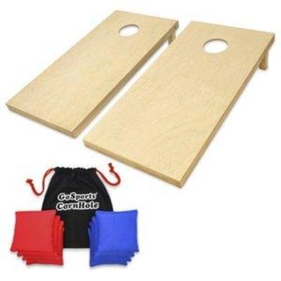 GoSports Regulation Size Wooden CornHole Set Includes 8 Premium Bags, WoodNatural