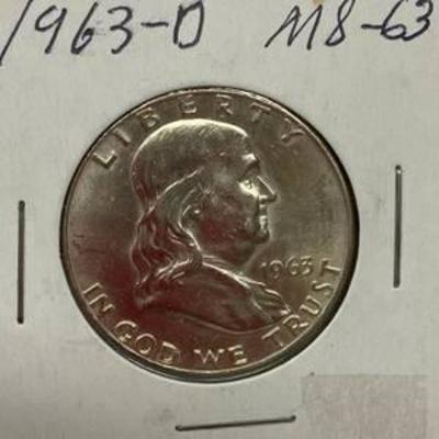 1963-D Benjamin Franklin Silver Half Dollar