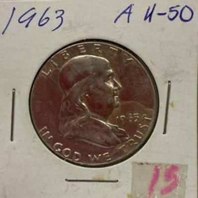 1963 Benjamin Franklin Silver Half Dollar