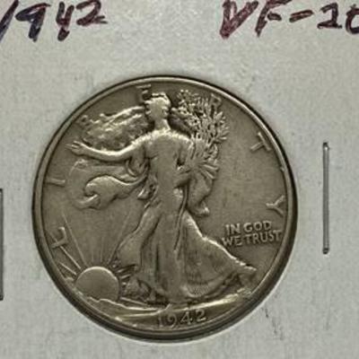 1942 Walking Liberty Silver Half Dollar