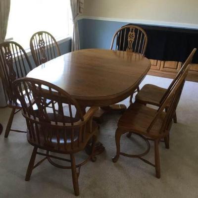 Oak Dining Table with Six Chairs