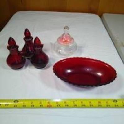Vintage red glass lot