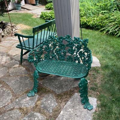 Antique signed Grand Rapids cat iron bench
