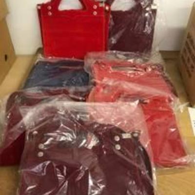 7 velvet purses - red, Marroon, blue