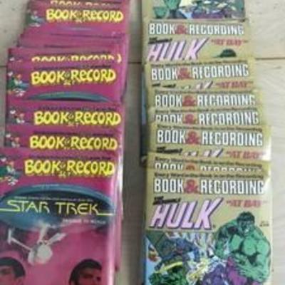 10 Hulk and 10 Star Trek book and record sets