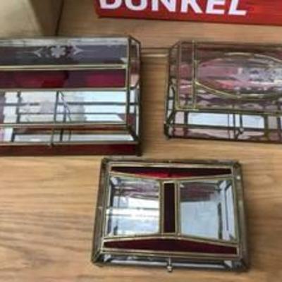 3 glass jewelry boxes