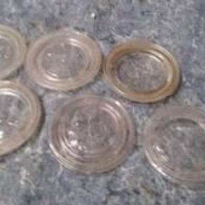 Lot of 6 Vintage Glass Jar Lids - Presto, Kerr, and Ball
