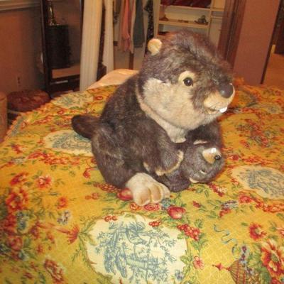 A beaver on a bed. You don't see that every day. 
