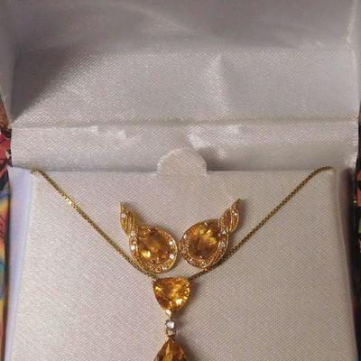 Sterling Rhinestone Necklace and Earrings