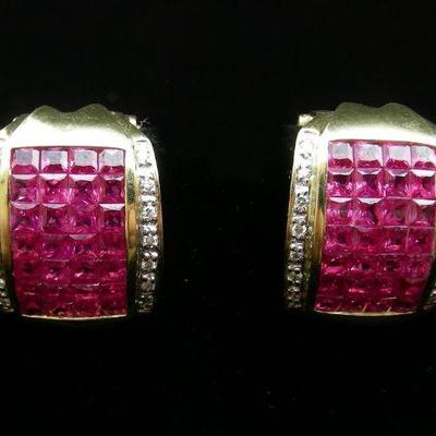 14k Y.G. & ruby earrings