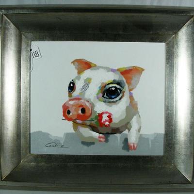 Pop art oil on canvas "Pig"