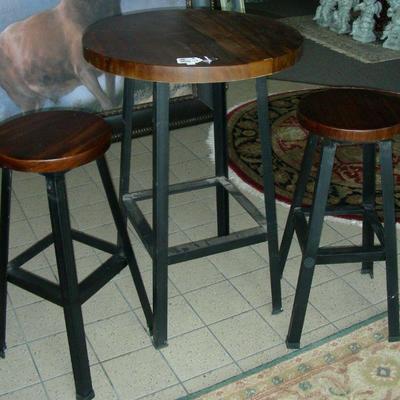 3 piece metal & wood cafe set